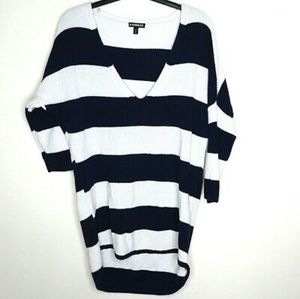 Navy blue and white Express shirt